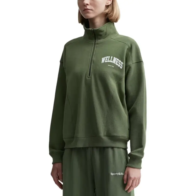 SPORTY & RICH SS25 Wellness Sweatshirt Women's Moss Green/White-3