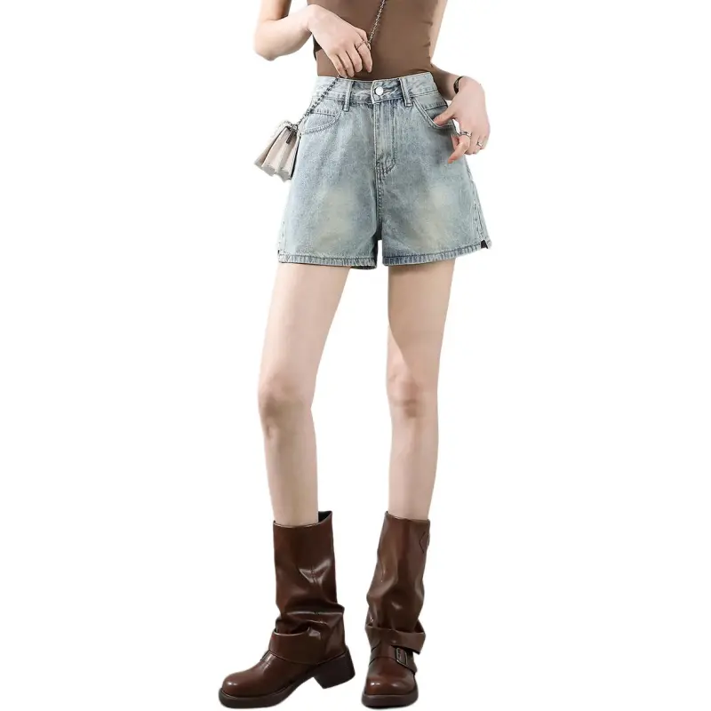 FASTFISH Denim Shorts Women's Light Blue-1