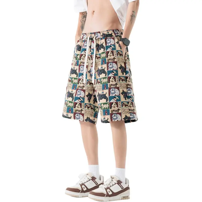 FRQ Casual Shorts Unisex Embroidery Dog-2