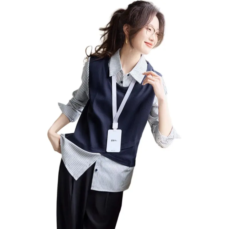 Flowers In Water Shirt Women's Navy Blue-2