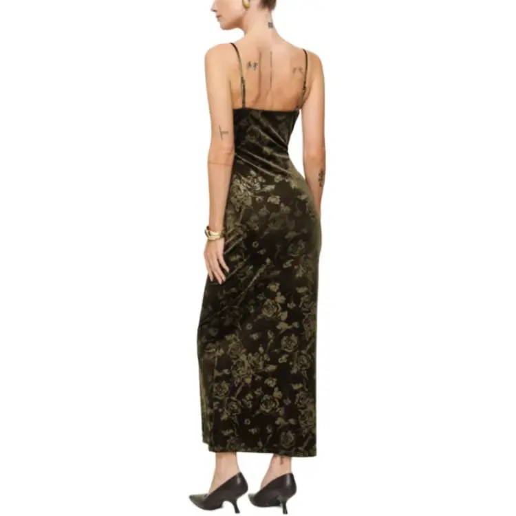REFORMATION Elise Knit Dress Slip Dresses Women's Green-1