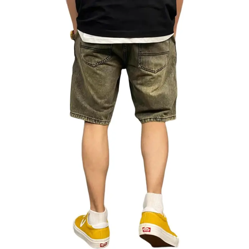 CORNILOT Denim Shorts Unisex Yellow Mud-2