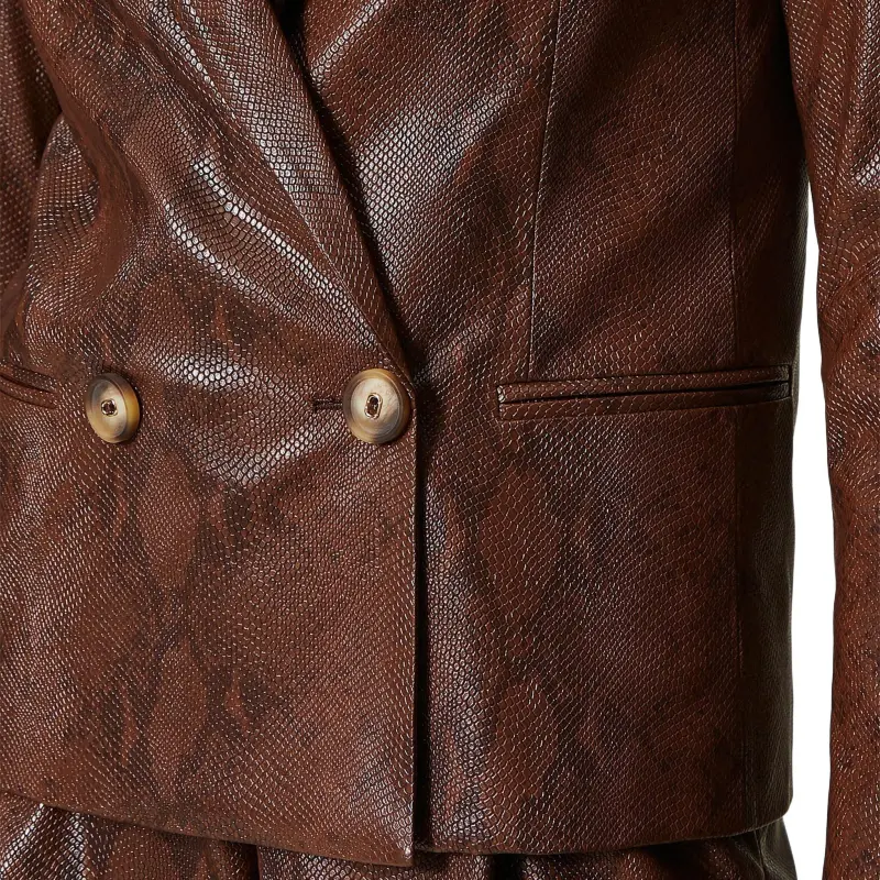 Twinset Lizard skin Effect Faux Leather Blazer-4