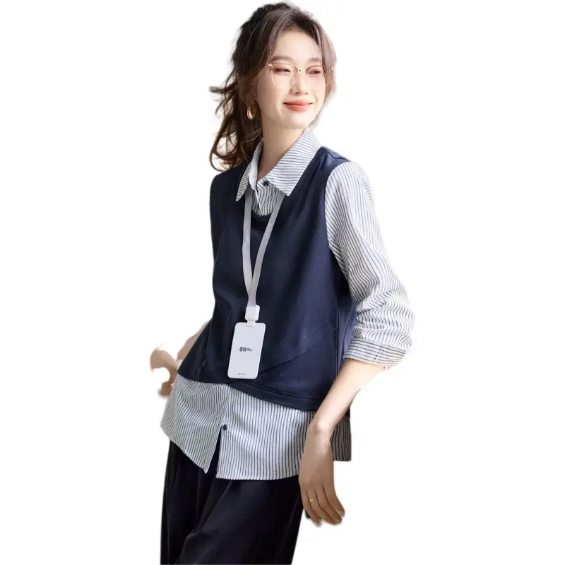 Flowers In Water Shirt Women's Navy Blue-1