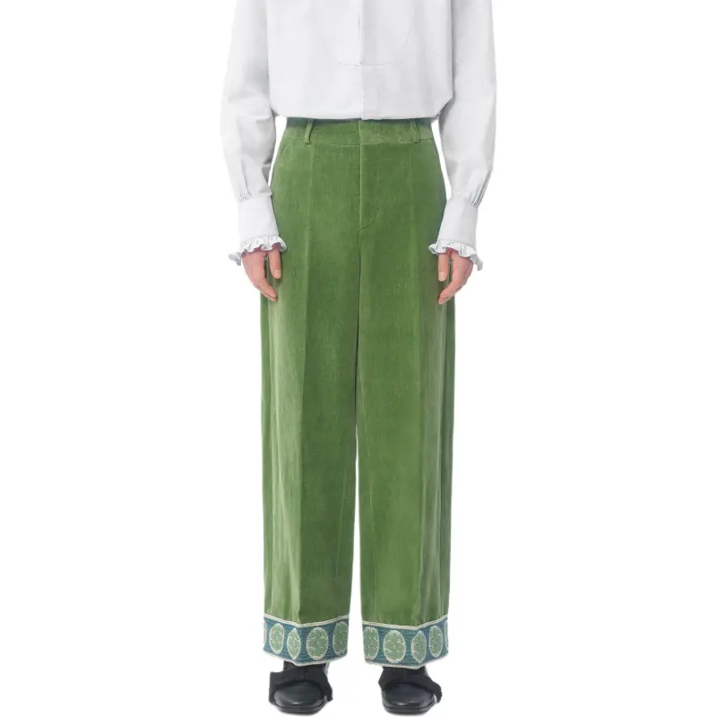 Valentino Straight Leg Velvet Trousers-1