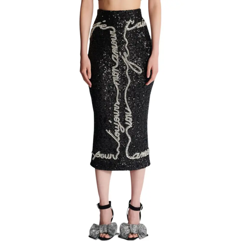 BALMAIN Sequin embellished Midi Skirt-4