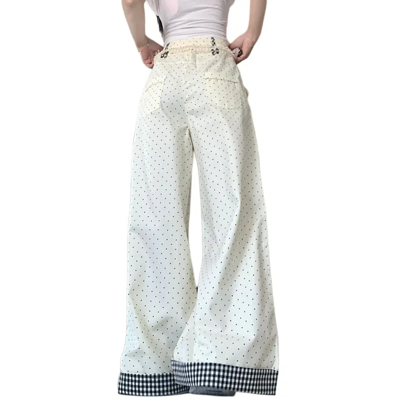 Mu Xiao Xin Casual Pants Women's Apricot Polka Dot-1