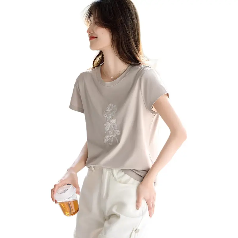 XWI T Shirts Women's Gray Khaki-2