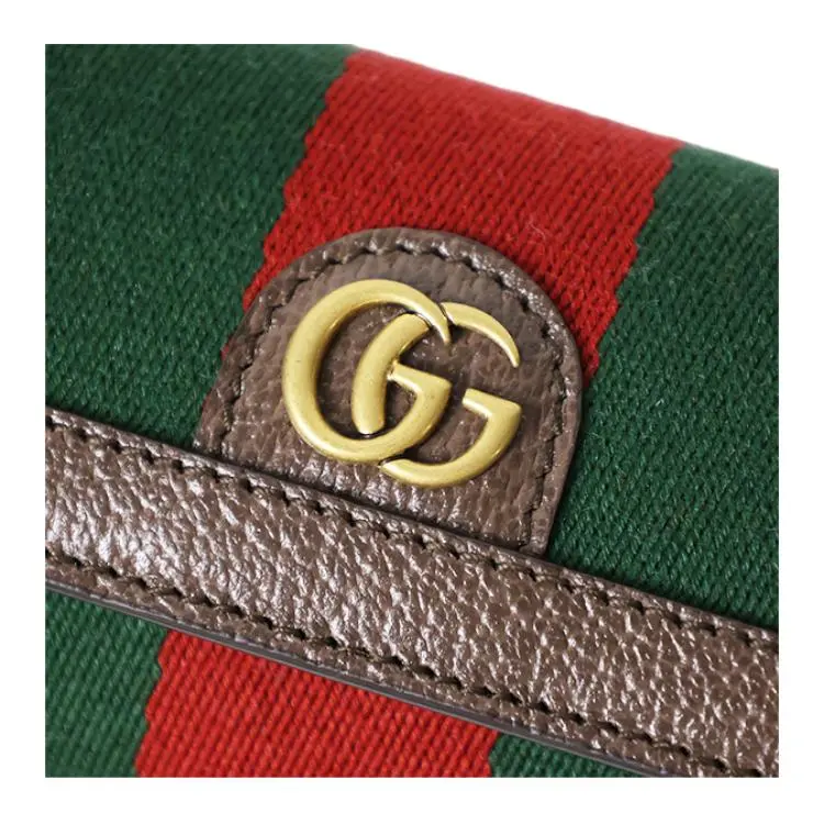 GUCCI Leather Key Pouch Men's Green & Red-8