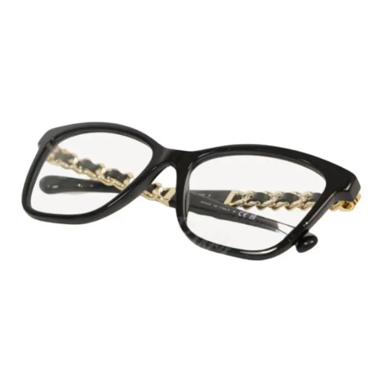 CHANEL Plastic Irregular Shape Eyeglass Frames Women's Black-3