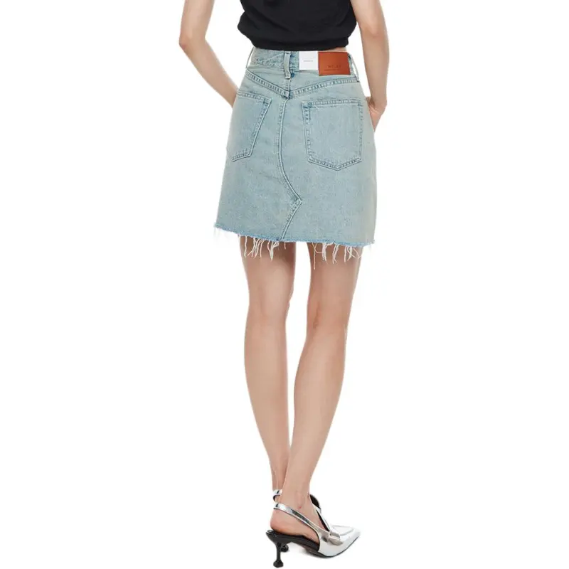 MOUSSY Denim Short Skirts Women's Light Blue-3