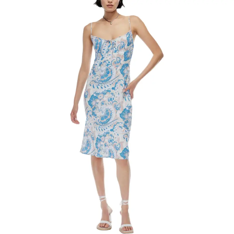ARITZIA Wilfred Bellow Midi Dress Slip Dresses Women's Buoy Blu Pastel Sg Grn/Light Blue-2