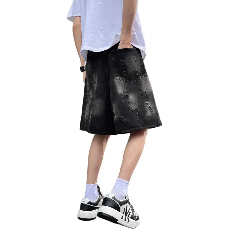 GROGNAK Denim Shorts Unisex Black/Gold-1