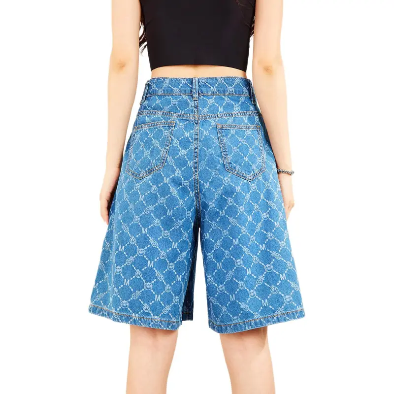 MUGUOGUOMU Denim Shorts Women's Denim Blue-1