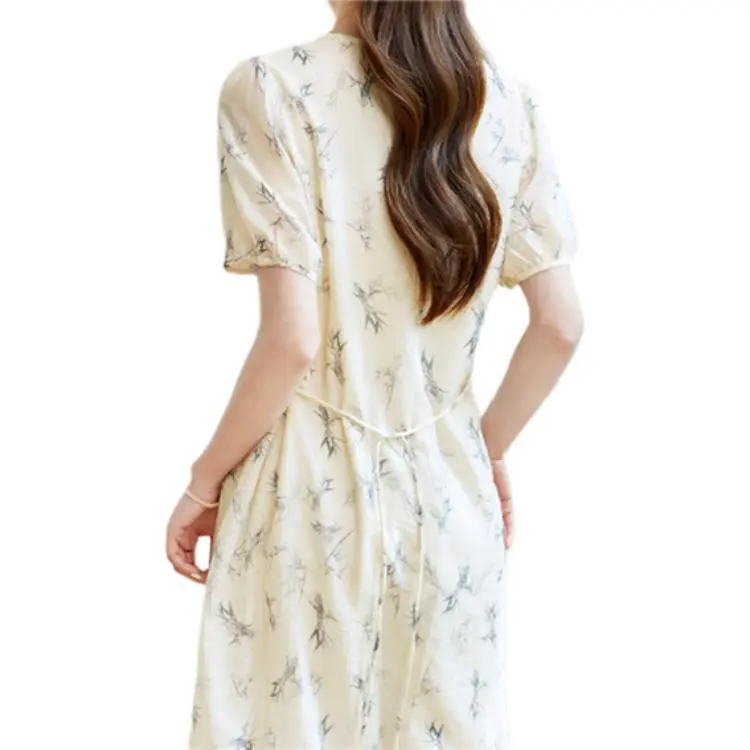 PIERRE CARDIN Short Sleeved Dress Women's Ginkgo Bamboo Leaf-4