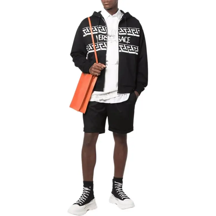 VERSACE Logo Printed Zipped Hoodie Sweatshirts-1