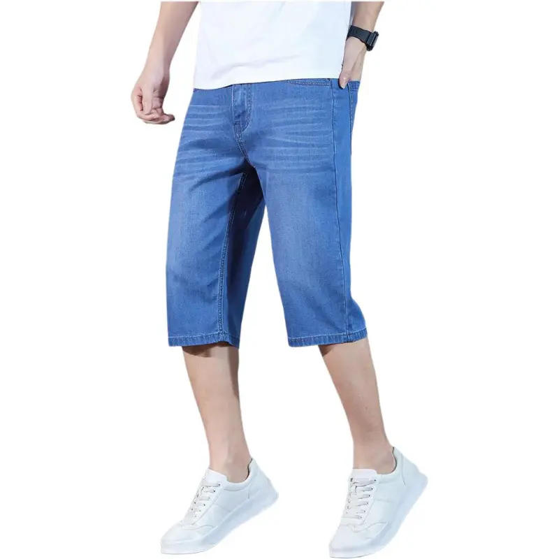 FAWENXIANGZI Denim Shorts Men's-4