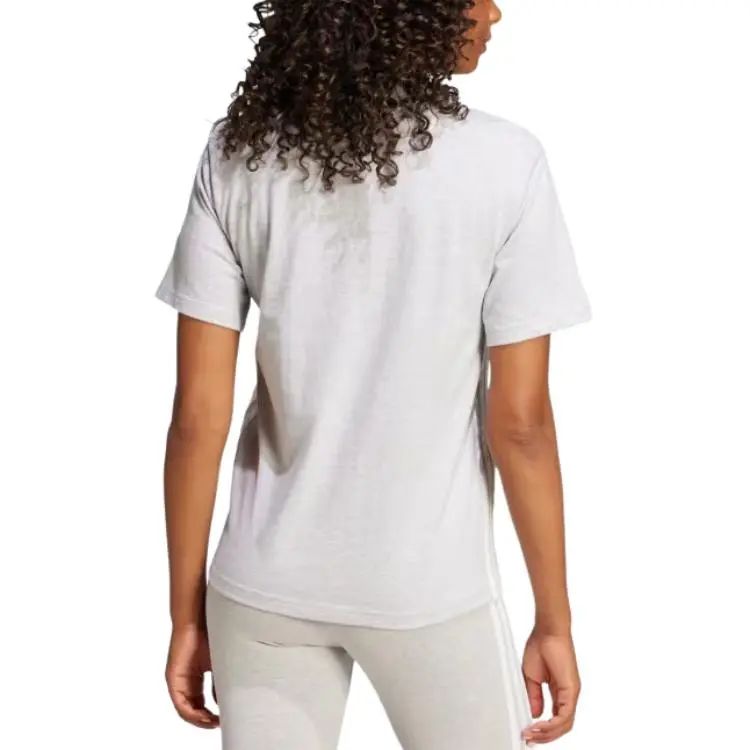 Adidas Women's Essentials 3 Stripes Cotton T Shirt Light Grey Heather/White-3