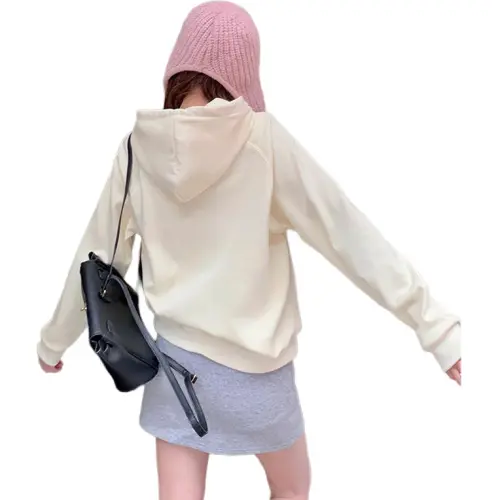 ABCMININ Sweatshirts Women's Apricot Fleece Lined