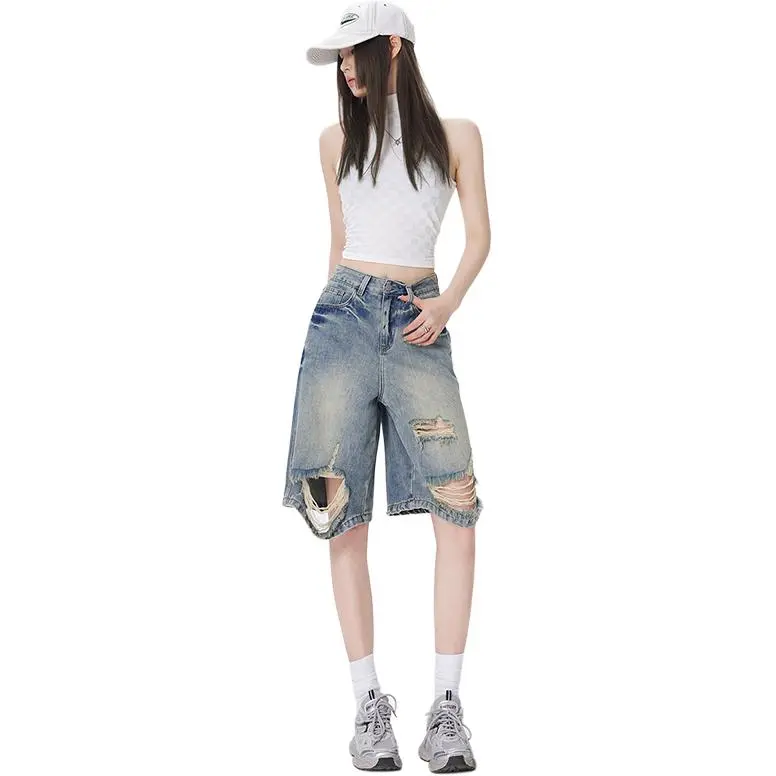 Ordifen Denim Shorts Women's Nostalgic Blue-1