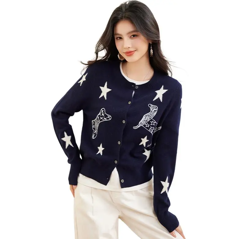 La Chapelle Knitwear Women's Navy Blue-1
