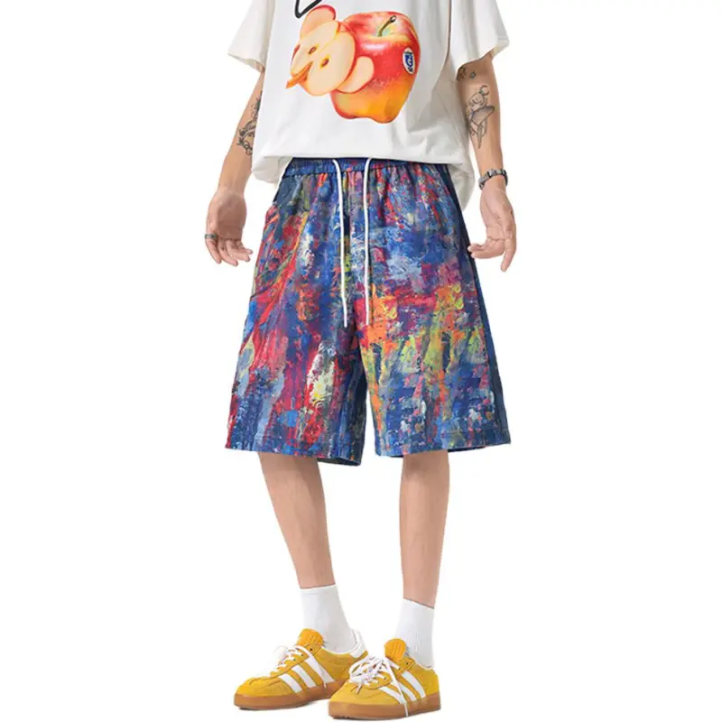 FORCEPULR Casual Shorts Unisex Rainbow Graffiti-3