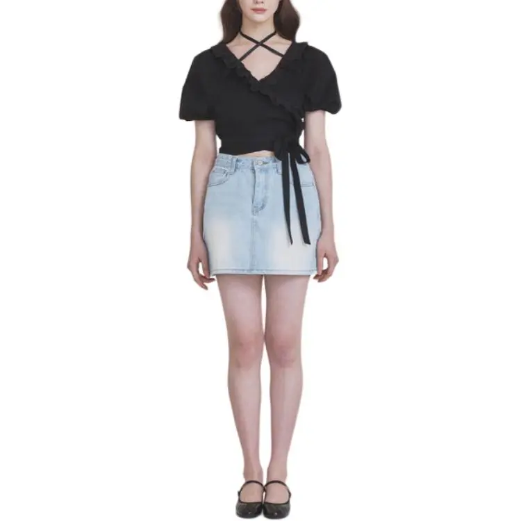 NOT YOUR ROSE SS25 Rosie Wrap Blouse Black Shirt Women's Black-1