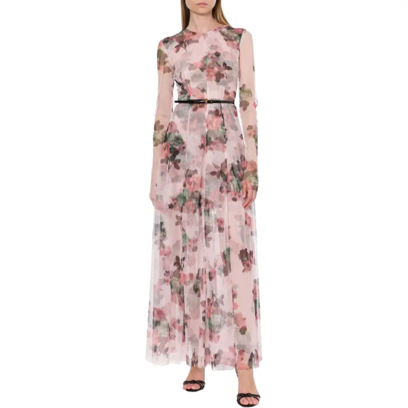 PHILOSOPHY DI LORENZO SERAFINI Flower Print Long Tulle Dress-1