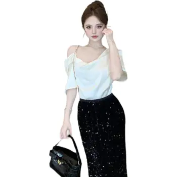 Mu Xiao Xin Chiffon Shirt Women's Apricot