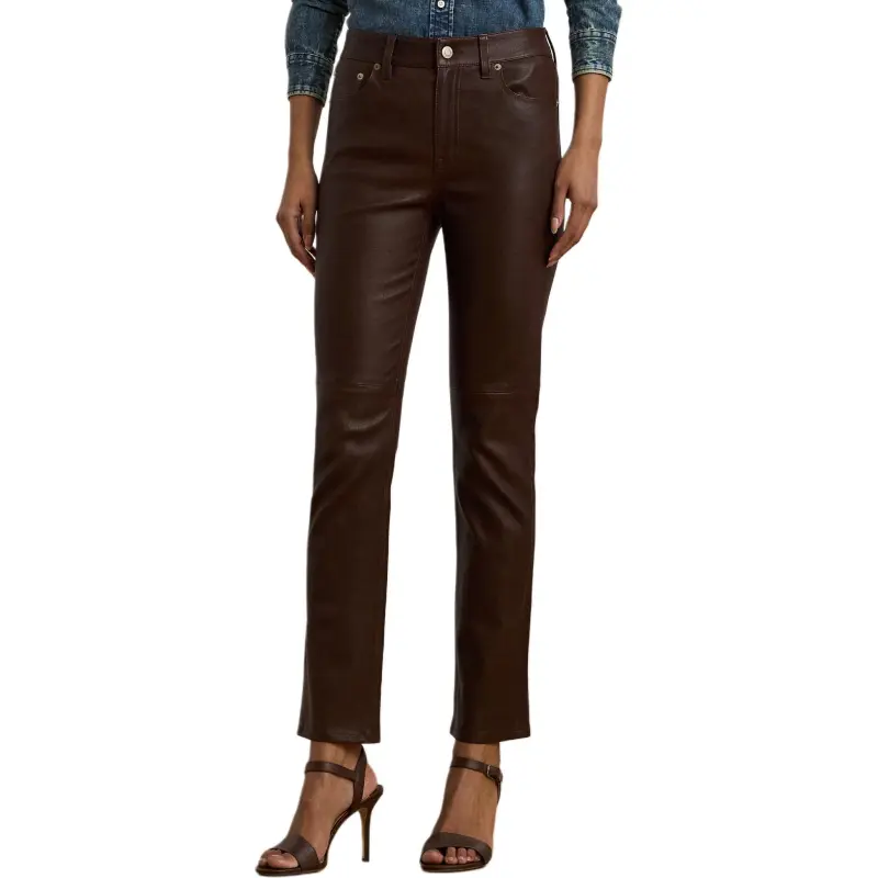 LAUREN RALPH LAUREN Leather Pants Women's Brown-2