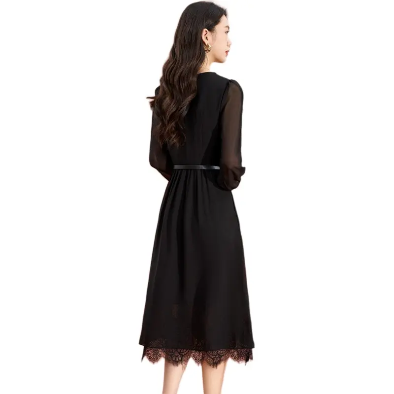 Mylan Long Sleeved Dress Cinched Waist Women's-1
