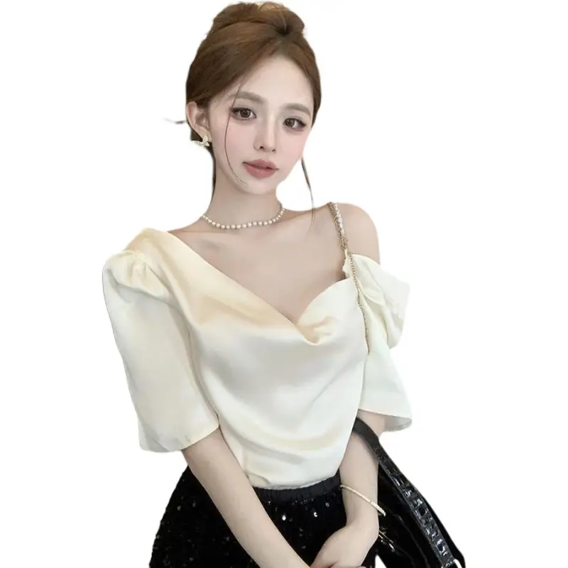 Mu Xiao Xin Chiffon Shirt Women's Apricot-3