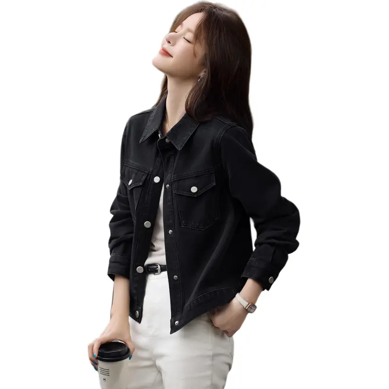 Mo Han Yi Mei Denim Jacket Women's Black-4