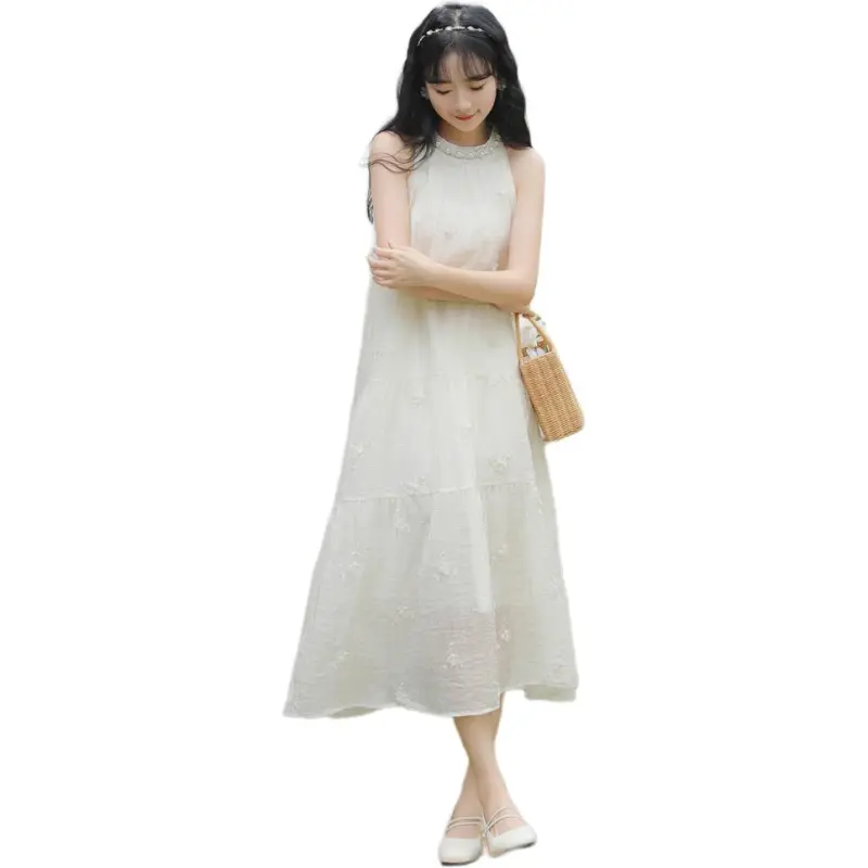 GOSO Sleeveless Dresses Women's White-2
