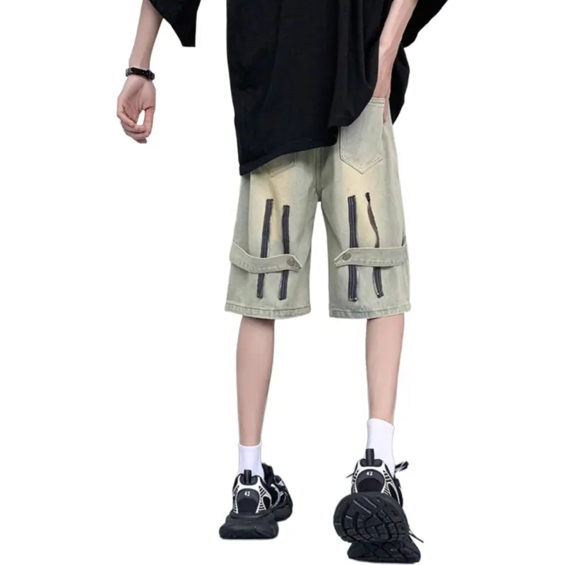 PAINT STAIN Denim Shorts Men-6