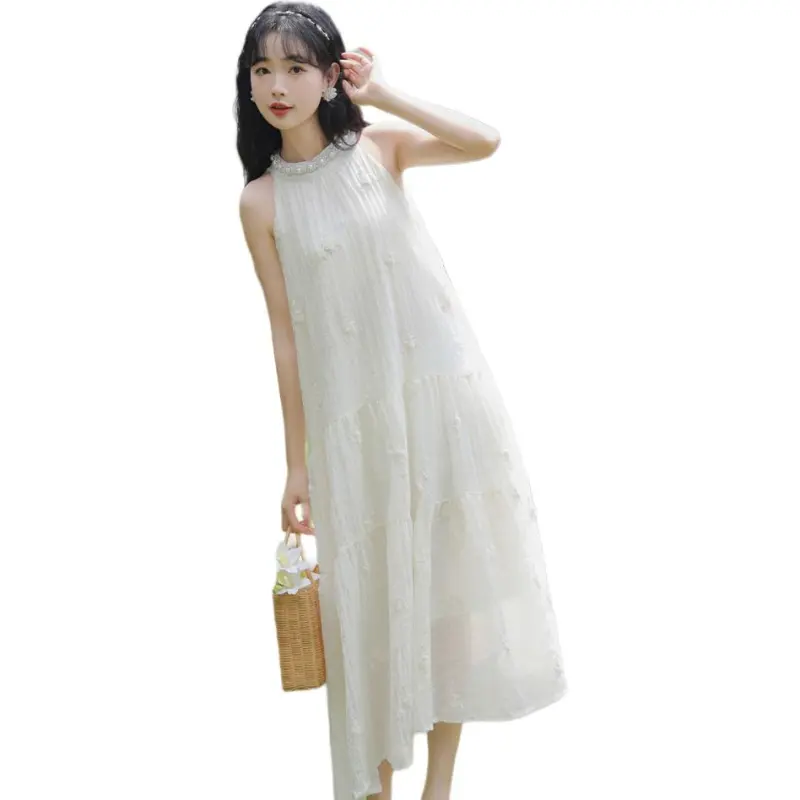 GOSO Sleeveless Dresses Women's White-4