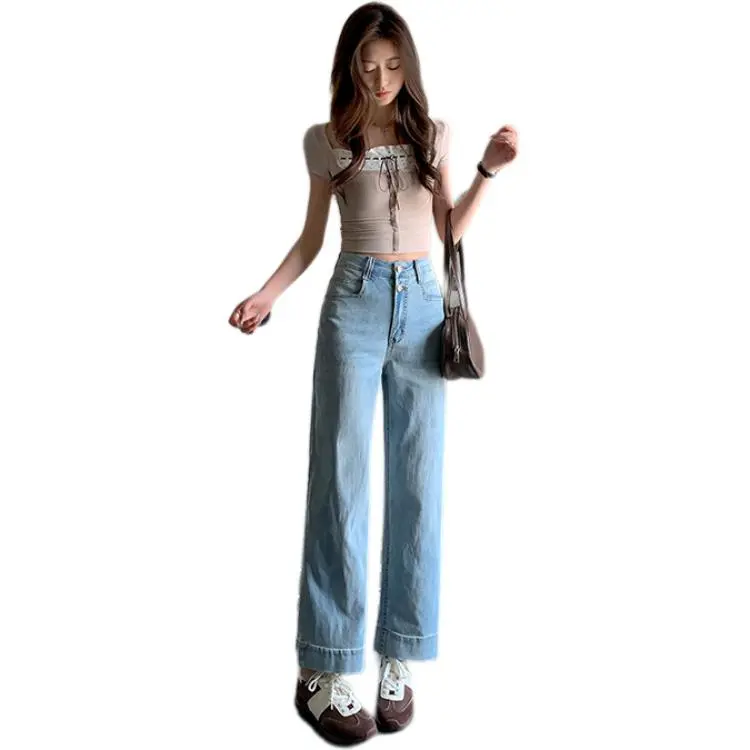 Flowers In Water Jeans Women's Light Blue-3