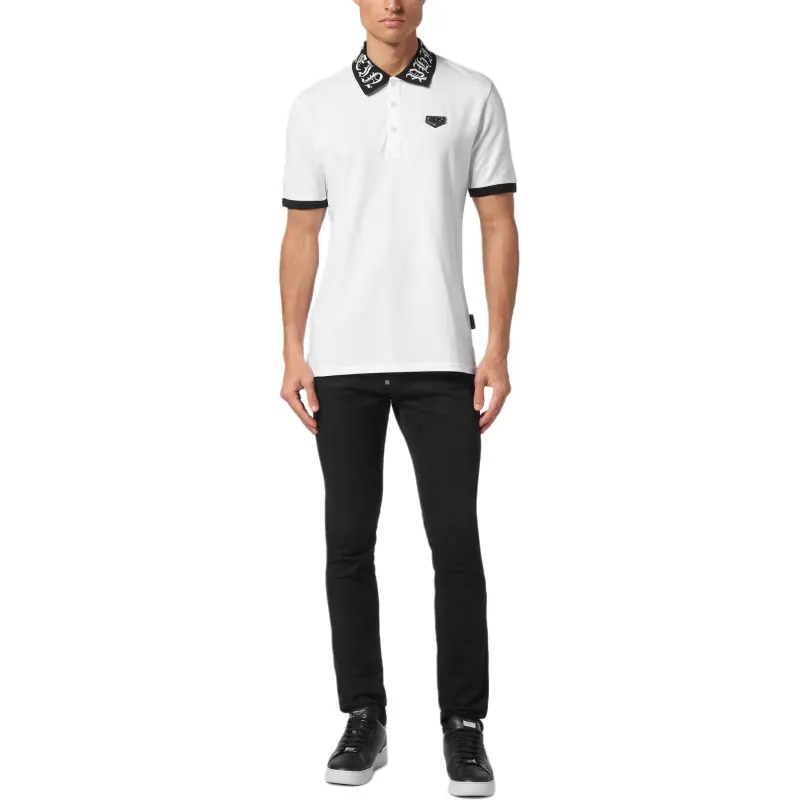 PHILIPP PLEIN Logo plaque Cotton Polo Shirt-1