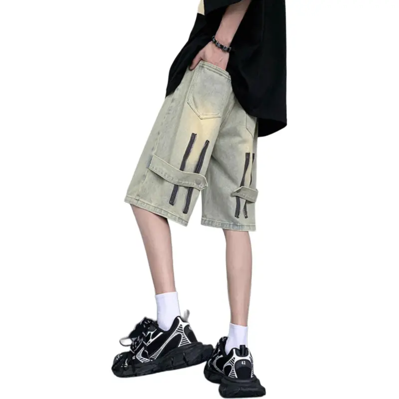 PAINT STAIN Denim Shorts Men-7