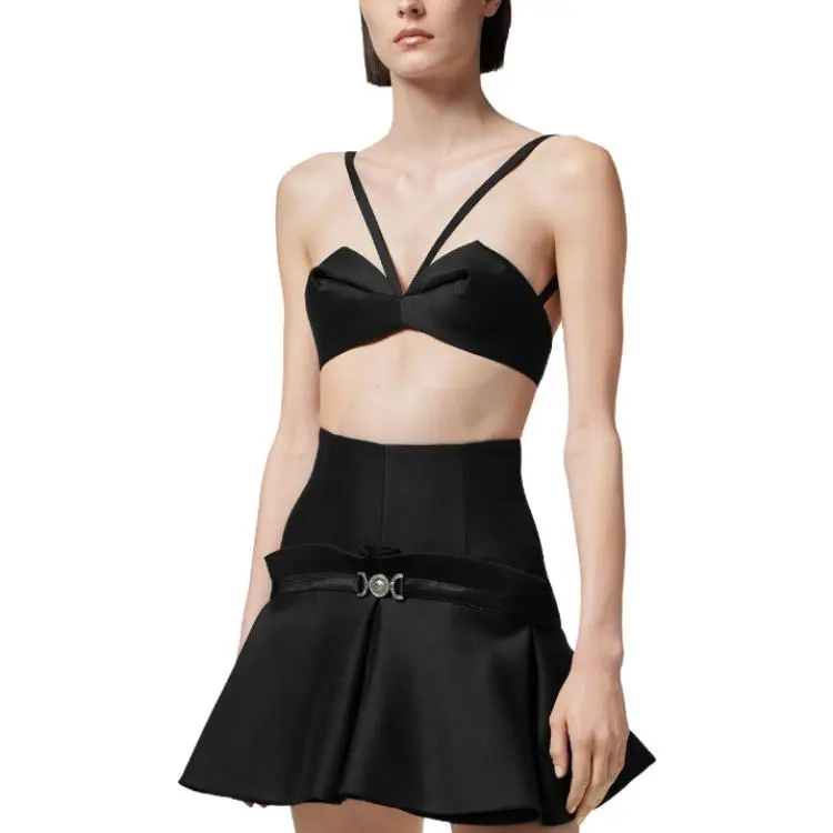 VERSACE Folded Bustier Top 'Black'-2