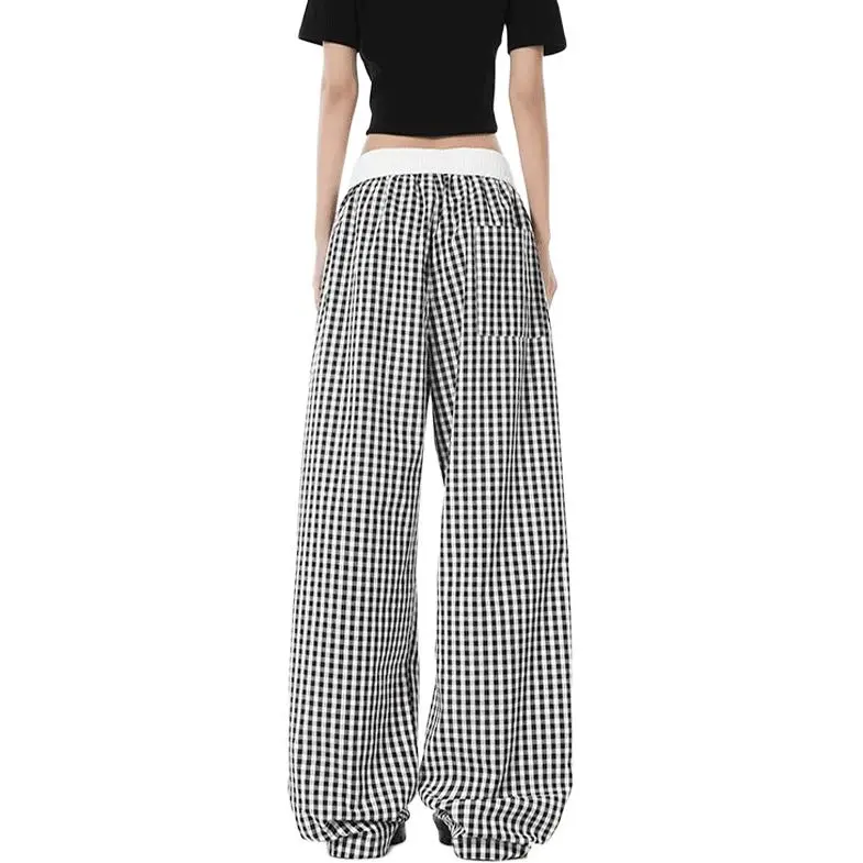 DARK HORSE Casual Pants Unisex Black Plaid-1