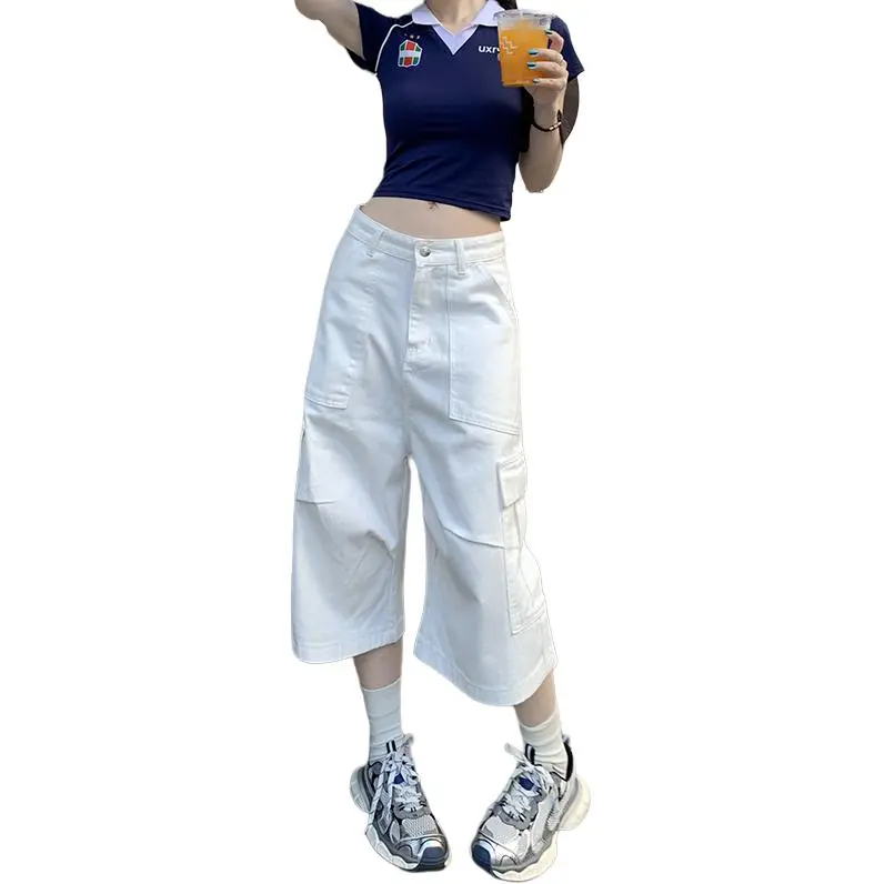 Kazakhstan Denim Shorts Women's White-3