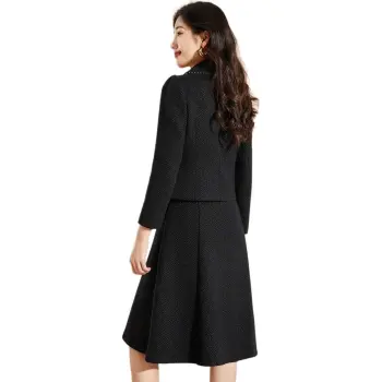 Mylan Spring Fall Skirt Set Women's Black