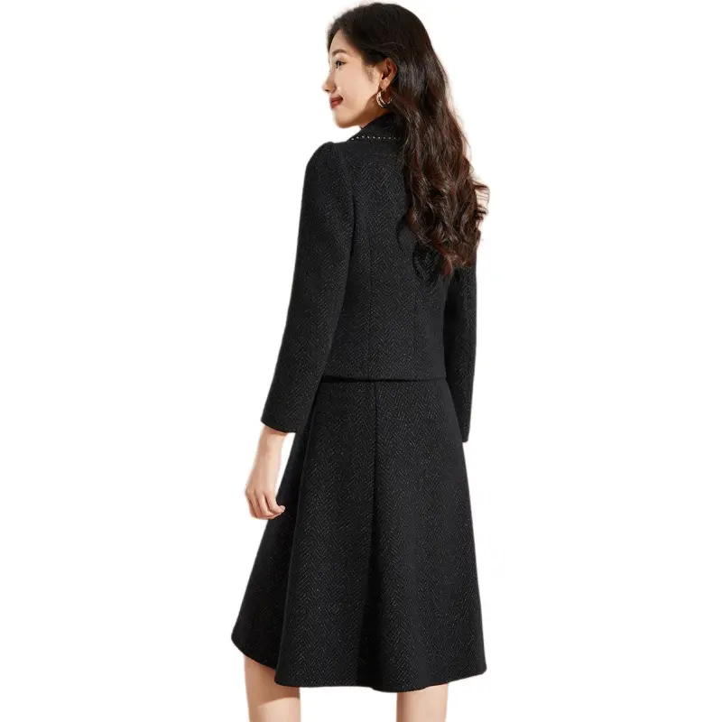 Mylan Spring Fall Skirt Set Women's Black-0