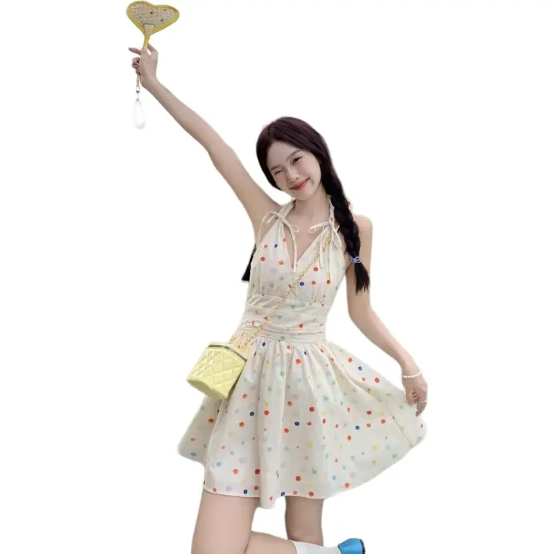 GOSO Slip Dresses Women's Rainbow Polka Dot Skirt-2