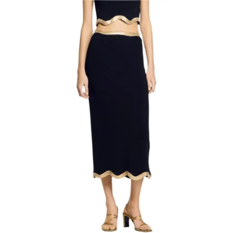 Sandro Chain detail Knitted Maxi Skirt-1