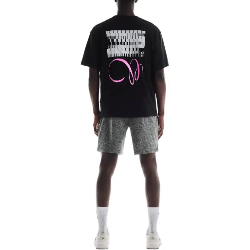 On T Shirt Men's Black/Raspberry Red-2