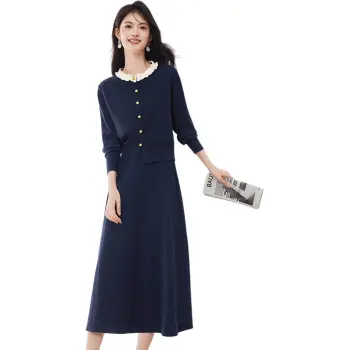 XINFEIYU Skirt Set Women's Navy Blue