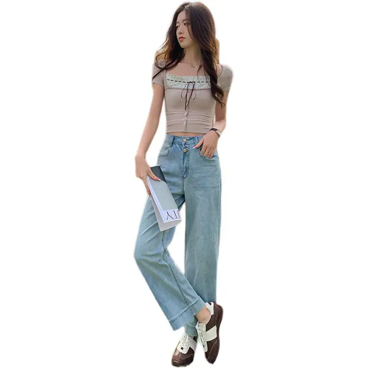Flowers In Water Jeans Women's Light Blue-1