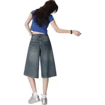 Wen Shan Denim Shorts Women's Vintage Blue